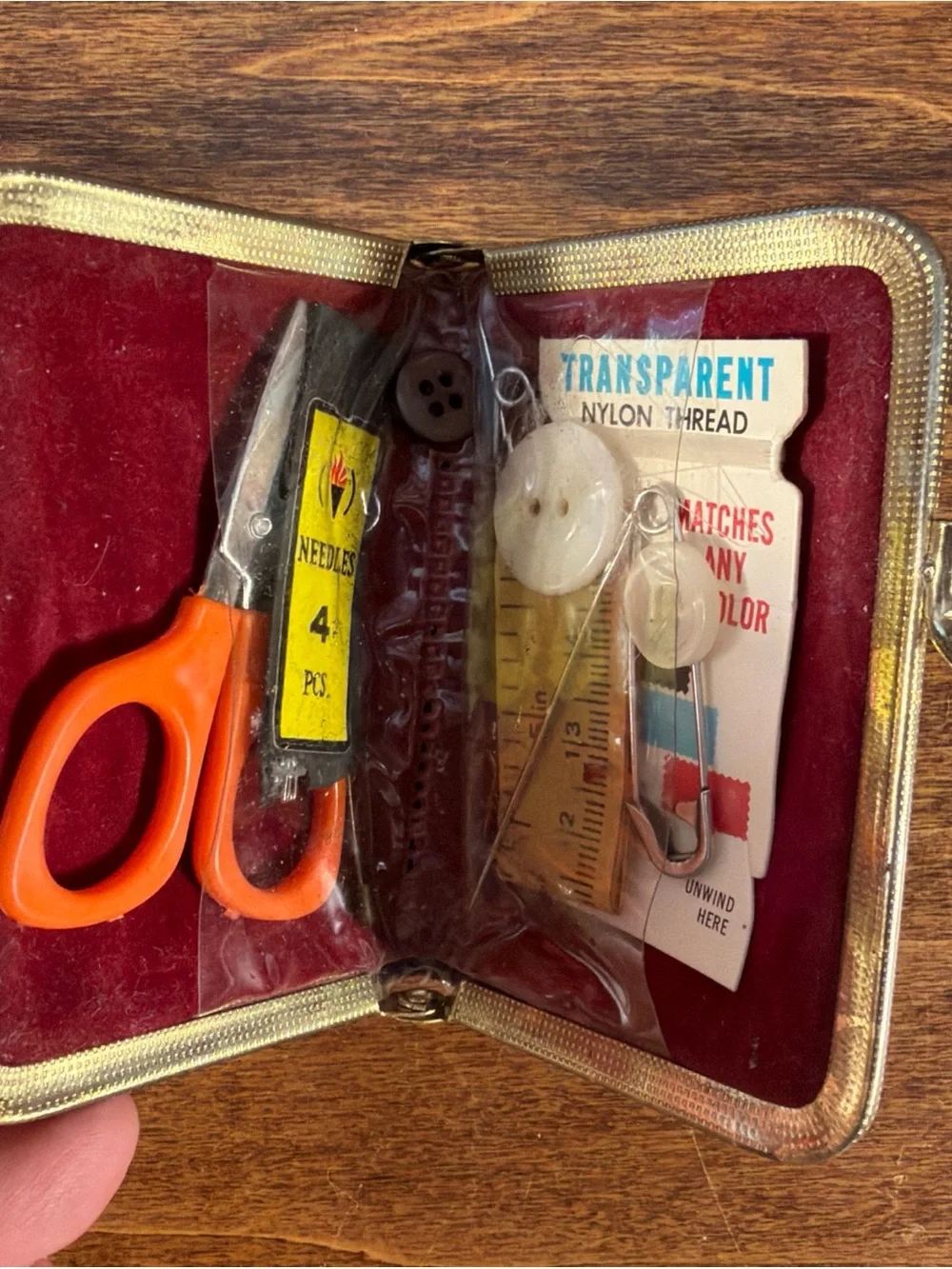 Classic Burgundy sewing kit case with Metal Frame